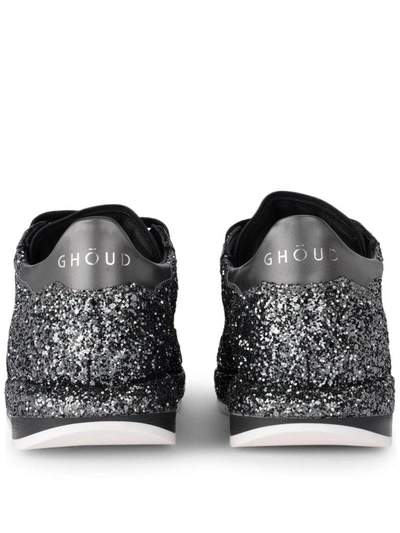 Shop Ghoud Glitter And Black Leather Sneaker In Nero