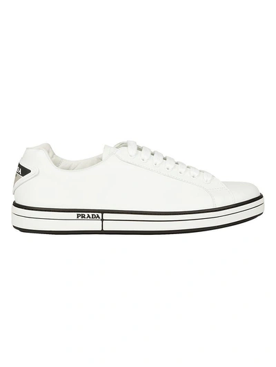 Shop Prada Badge Sneakers In Bianco