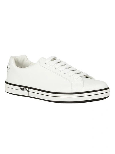 Shop Prada Badge Sneakers In Bianco