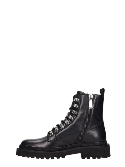 Shop Balmain Black Leather Combat Boots