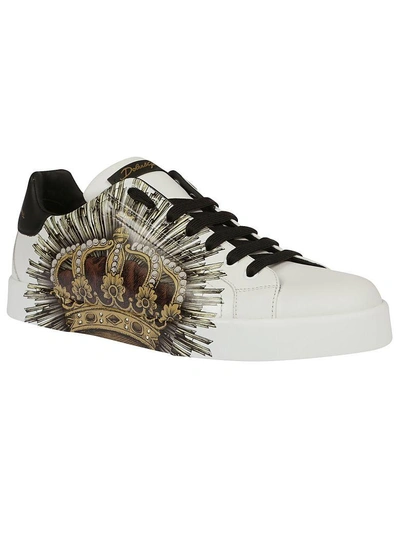 Shop Dolce & Gabbana Sneakers In Corona Alloro Fdo. Bianco