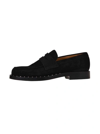 Shop Valentino Black Rockstud Loafers
