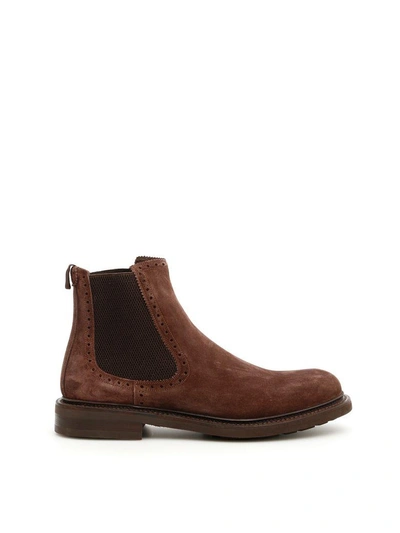 Shop Ferragamo Suede Barrow Boots In Brown (brown)