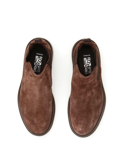 Shop Ferragamo Suede Barrow Boots In Brown (brown)