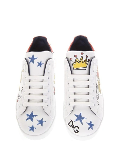Shop Dolce & Gabbana Royal Love White Leather Sneakers