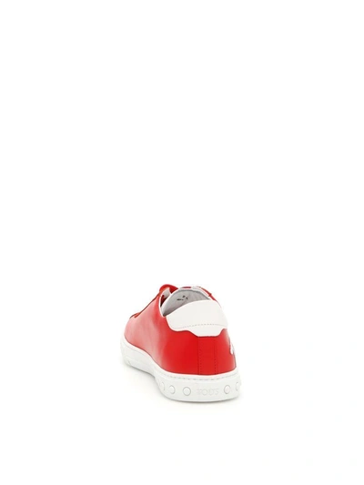 Shop Tod's Sneakers With Logo Patch In Rubino Luce (red)