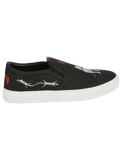 Shop Marcelo Burlon County Of Milan Bulldog Print Slip-on Sneakers In Black