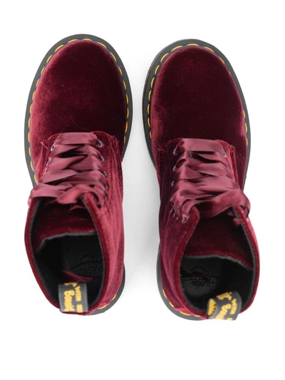 Shop Dr. Martens' Pascal Red Velvet Ankle Boots In Rosso