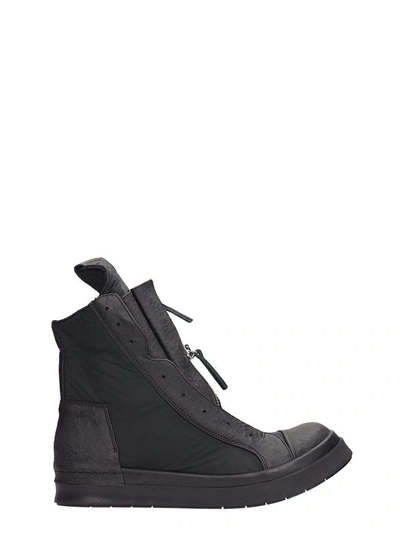 Shop Cinzia Araia Black Leather And Nylon Sneakers