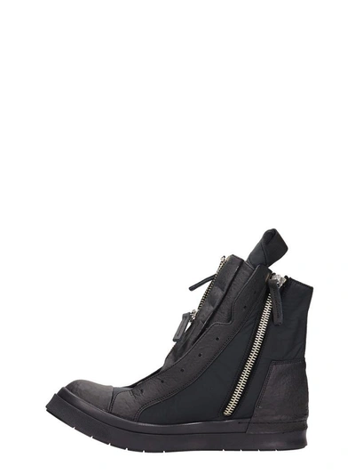 Shop Cinzia Araia Black Leather And Nylon Sneakers