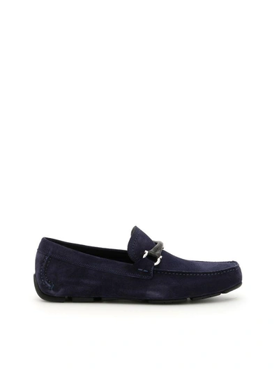 Shop Ferragamo Granprix Loafers In Blue Marine|blu