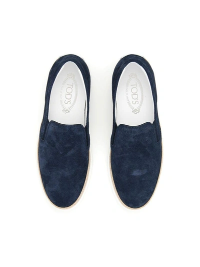 Shop Tod's Suede Slip-ons In Galassia (blue)