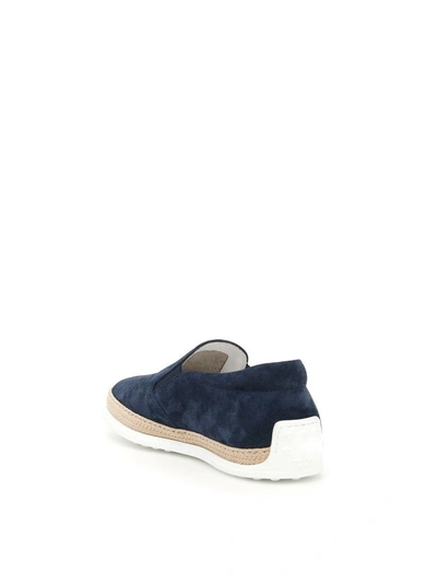 Shop Tod's Suede Slip-ons In Galassia (blue)