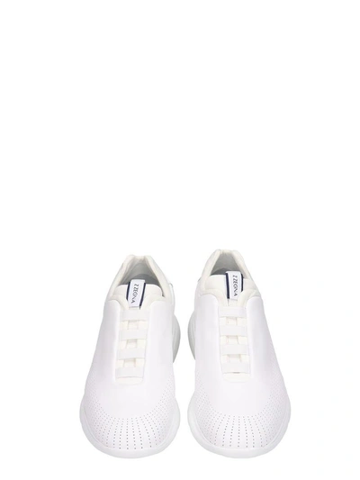 Shop Z Zegna Splinter 2.0 White Leather Sneakers