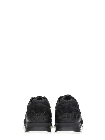 Shop Lanvin Running Black Leather And Suede Sneakers