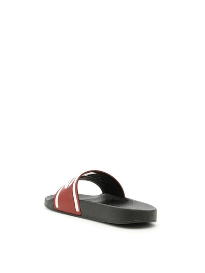 Shop Dolce & Gabbana Rubber Slides With Logo In Rosso Bianco Nero (red)