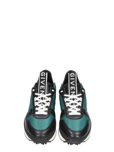 Shop Givenchy Sneakers In Black Leather And Green Fabric