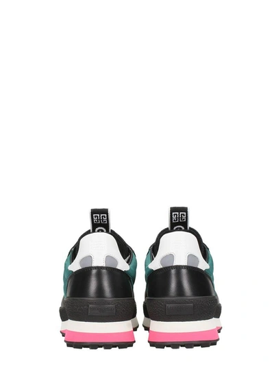Shop Givenchy Sneakers In Black Leather And Green Fabric