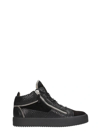 Shop Giuseppe Zanotti Black Leather And Suede Sneakers