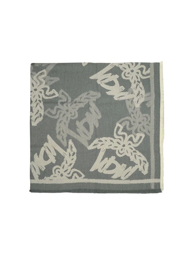 Shop Mcm Allover Logo Print Wool Scarf In Grey