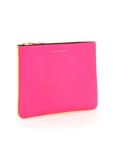 Shop Comme Des Garçons Wallet Unisex Super Fluo Pouch In Pink/yellow|rosa