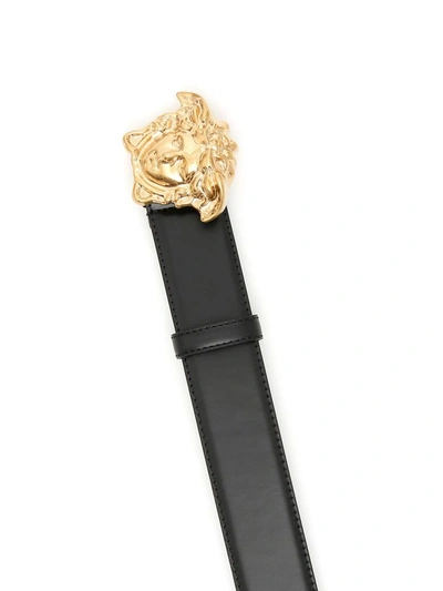 Shop Versace Calfskin Belt In Black Gold