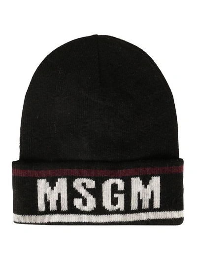 Shop Msgm Logo Beanie In Black