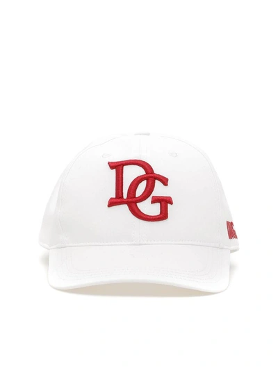 Shop Dolce & Gabbana Logo Baseball Cap In Bianco Otticobianco