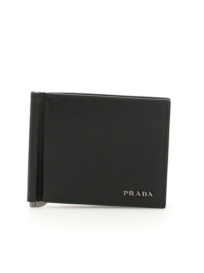 Shop Prada Saffiano Money Clip In Nero Balticonero