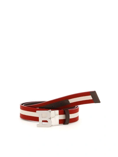 Shop Bally Reversible B Buckle Belt In Red -beigerosso