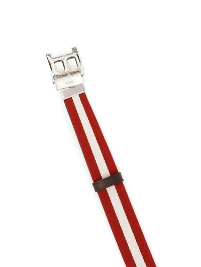 Shop Bally Reversible B Buckle Belt In Red -beigerosso