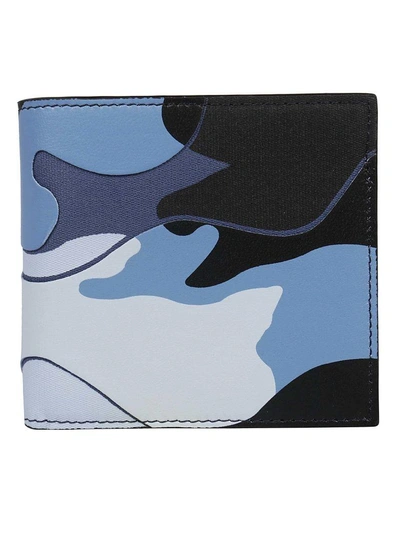 Shop Valentino Camouflage Bifold Wallet In Nul Bluette Light Indaco Nero