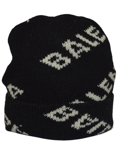 Shop Balenciaga Logo Knit Beanie In Nero