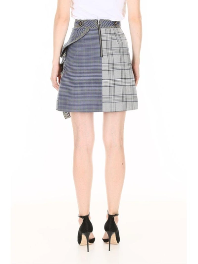 Shop Self-portrait Double Check Skirt In Navy Multi