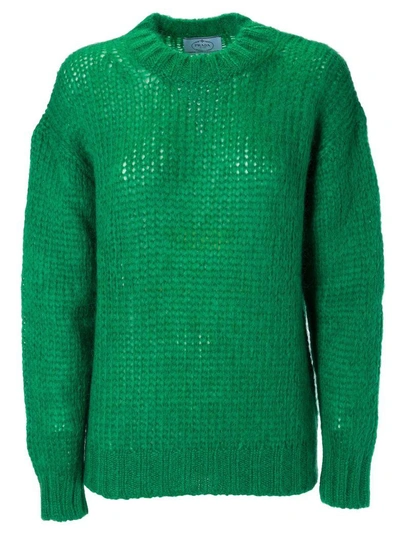 Shop Prada Chunky Sweater In Verde