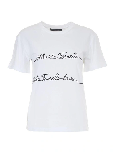 Shop Alberta Ferretti Logo T-shirt In Fantasia Bianca|bianco