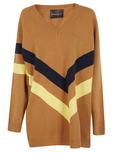 Shop Erika Cavallini Boxy Striped Print Sweater In Noce