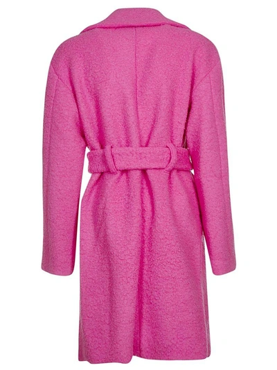 Shop Msgm Double Breasted Coat In Fuxia