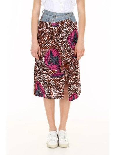Shop Stella Mccartney Denim And Cotton Skirt In Blueblu