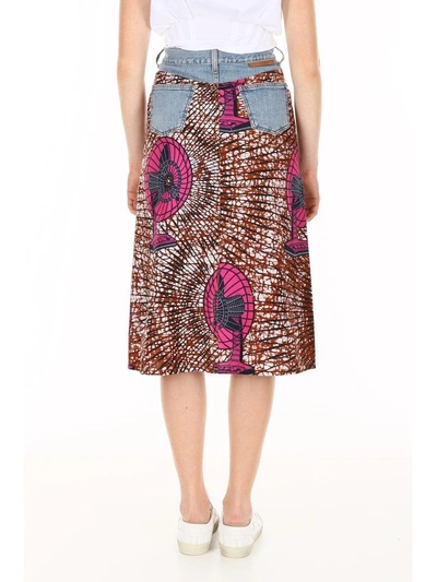 Shop Stella Mccartney Denim And Cotton Skirt In Blueblu