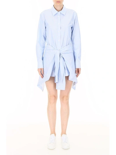 Shop Alexander Wang Deconstructed Tie Front Dress In Light Blue (light Blue)