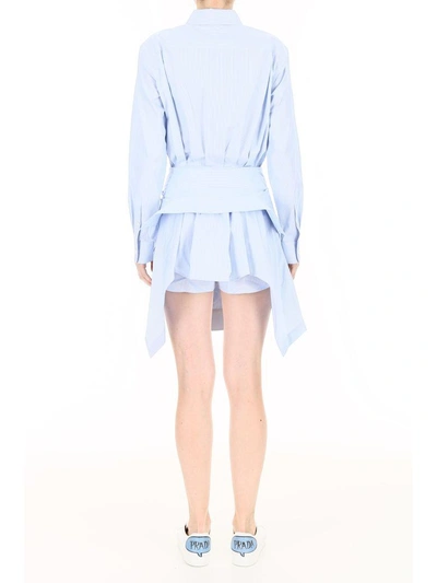 Shop Alexander Wang Deconstructed Tie Front Dress In Light Blue (light Blue)