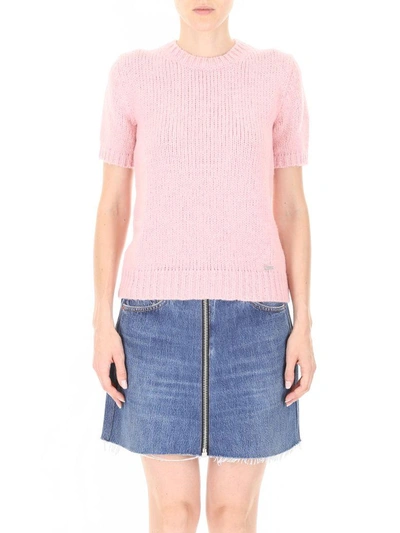 Shop Dsquared2 Short-sleeved Knit Top In Pink|rosa