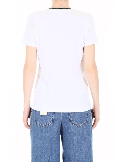 Shop Miu Miu Crystal Swallow T-shirt In Bianco|bianco