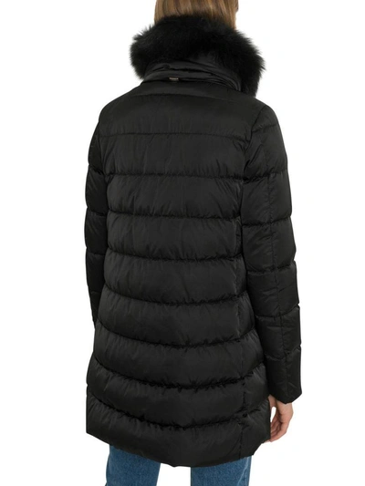 Shop Herno Down Jacket With Fox Fur Collar In Nero