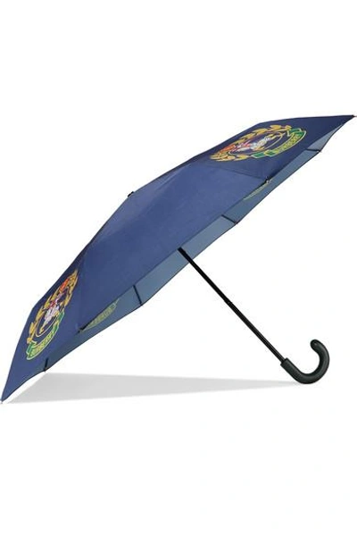 Shop Burberry Printed Shell Umbrella In Navy