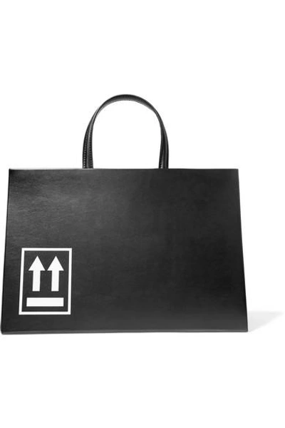 Shop Off-white Printed Leather Tote In Black