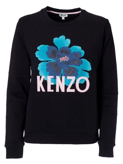 Shop Kenzo Floral Print Sweatshirt In Noir