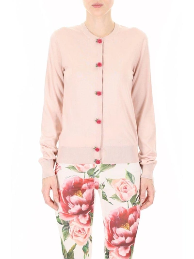 Shop Dolce & Gabbana Silk Cardigan In Rosa Antico|rosa