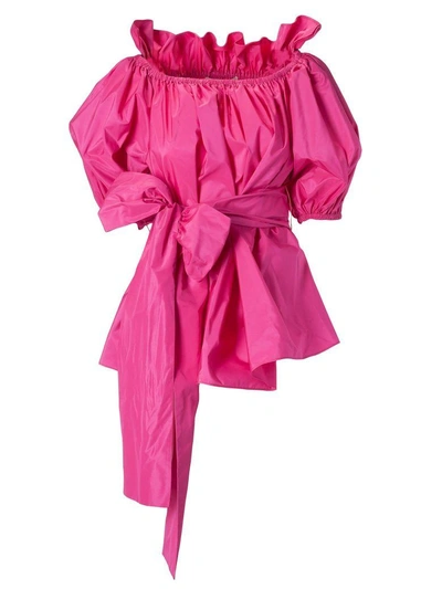 Shop Stella Mccartney Off The Shoulder Blouse In Bright Pink